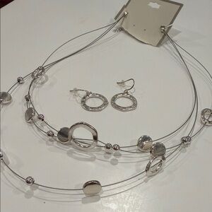 Elegant Silver Necklace and Earring Set